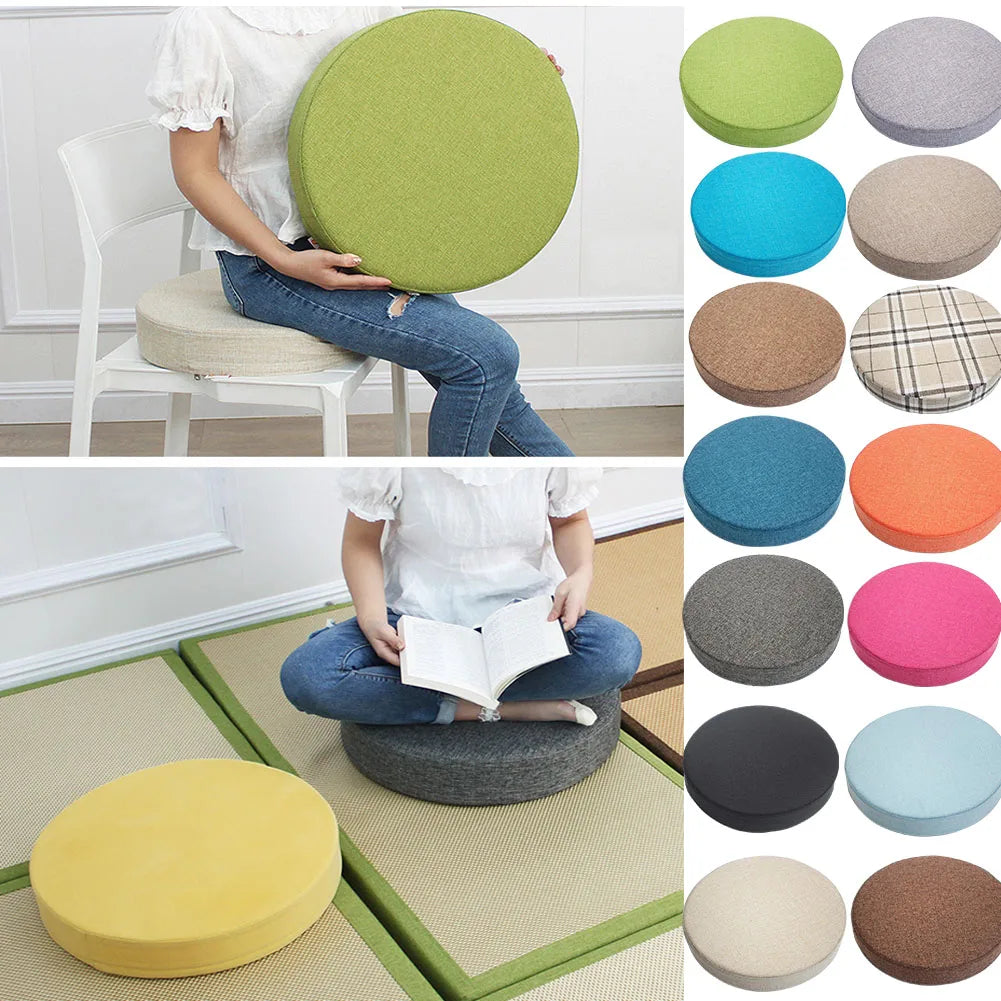 Round Linen Floor Cushion