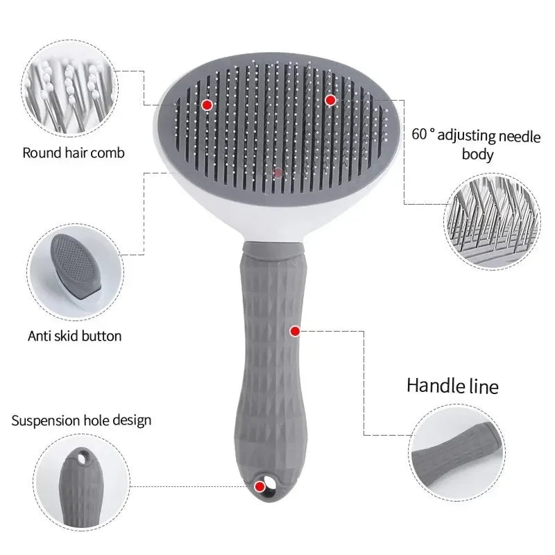 Pet Hair Remover & Grooming Brush for Cats & Dogs