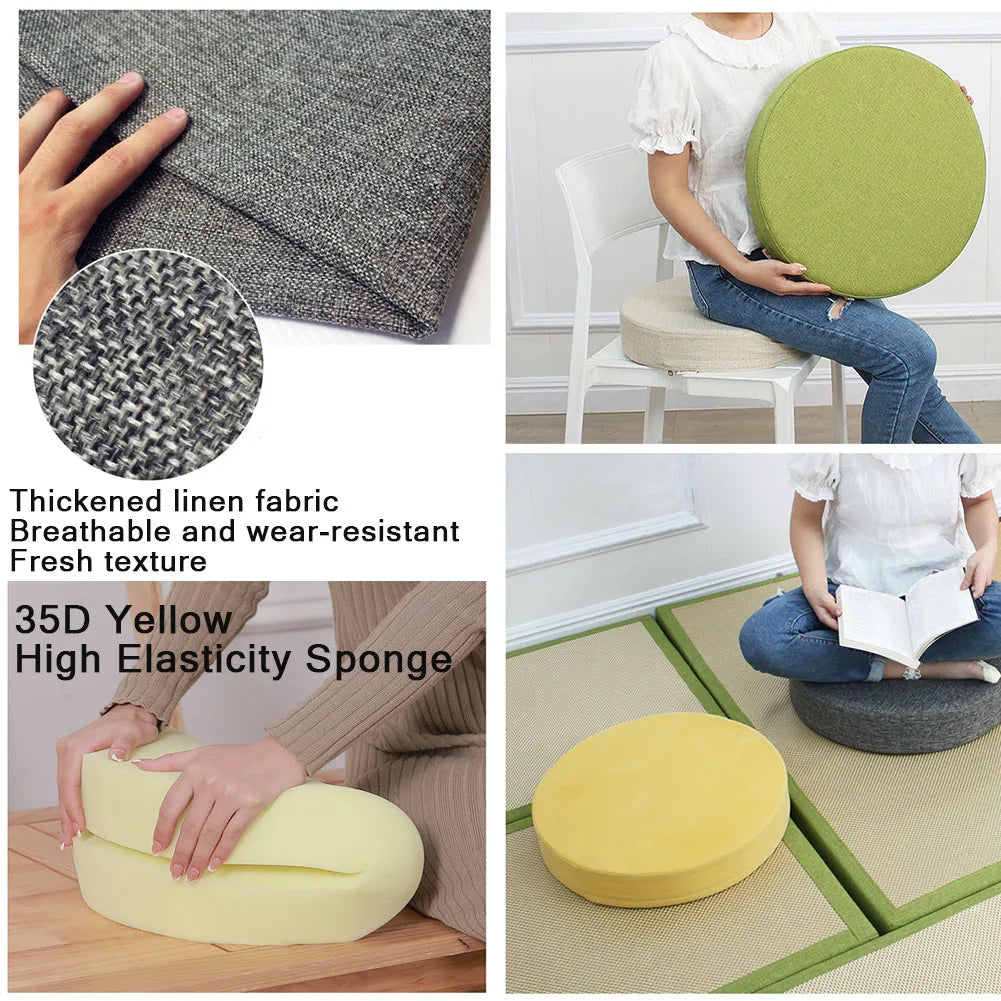 Round Linen Floor Cushion